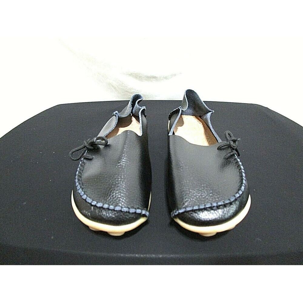 Ustyle Black Leather European Style Moccasin Loafer Shoes Women Sz 41 EU/9.5 US